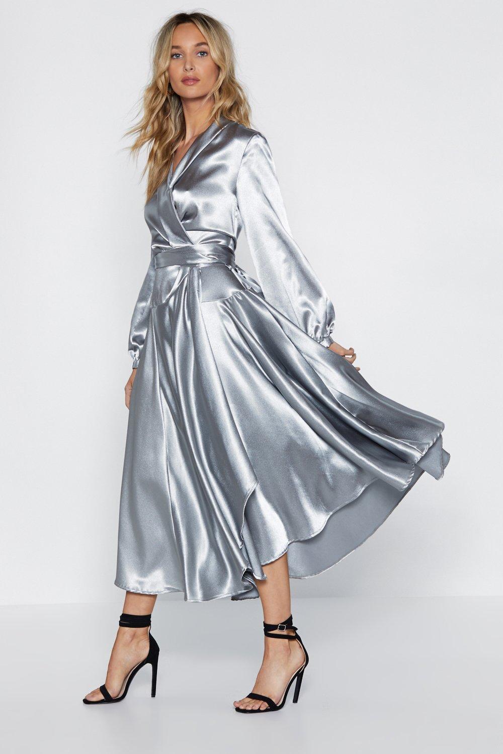 Liora Pleated Lame Dress In Silver MILLY, 60% OFF