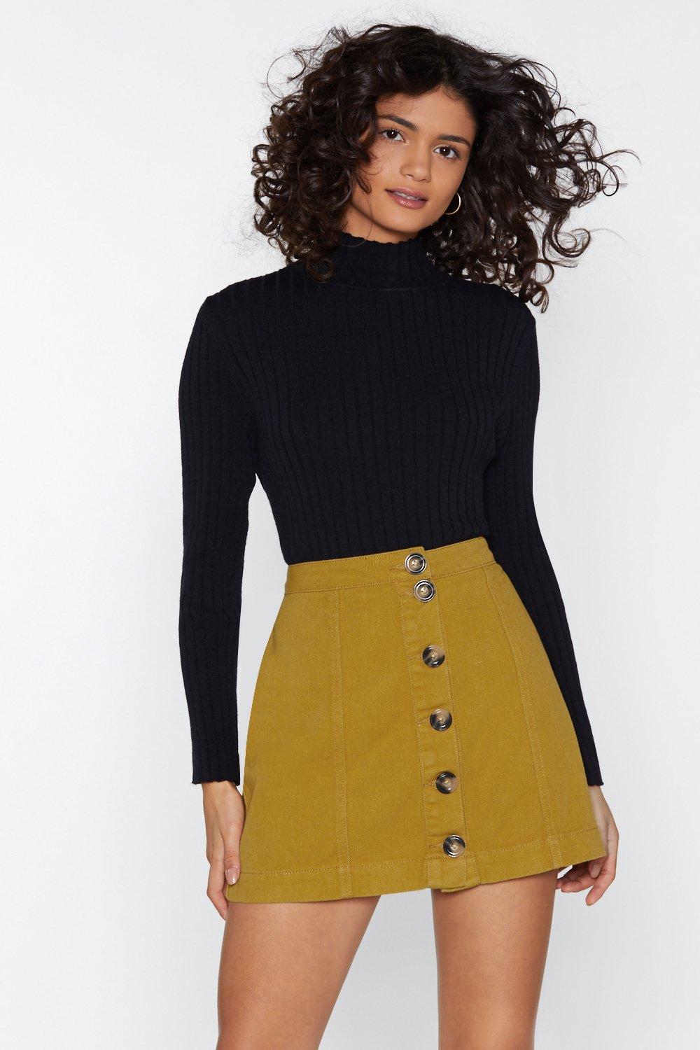 mustard yellow denim skirt