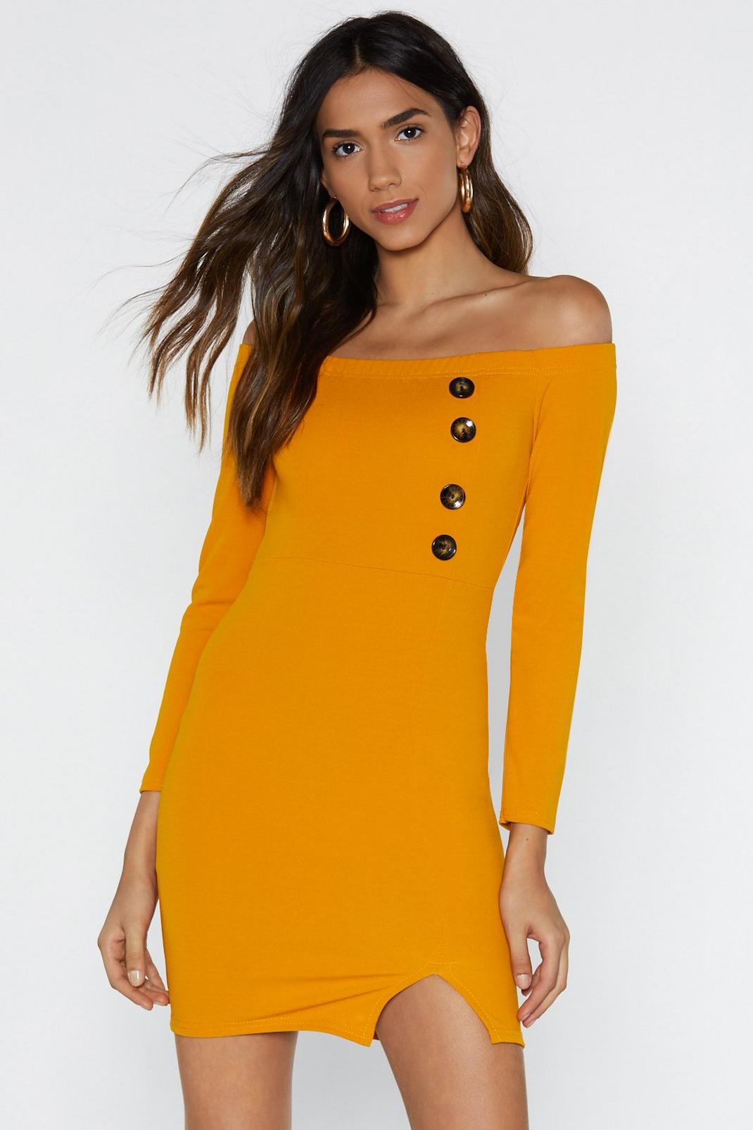 Mustard Knock on Wood Mini Dress image number 1