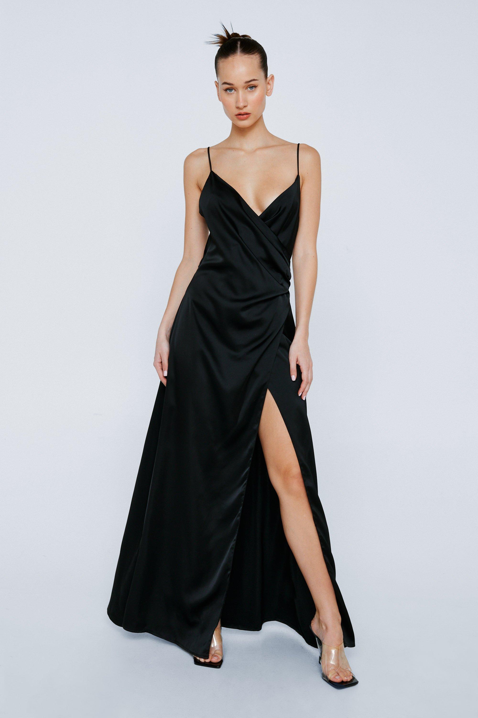 black fitted maxi dress