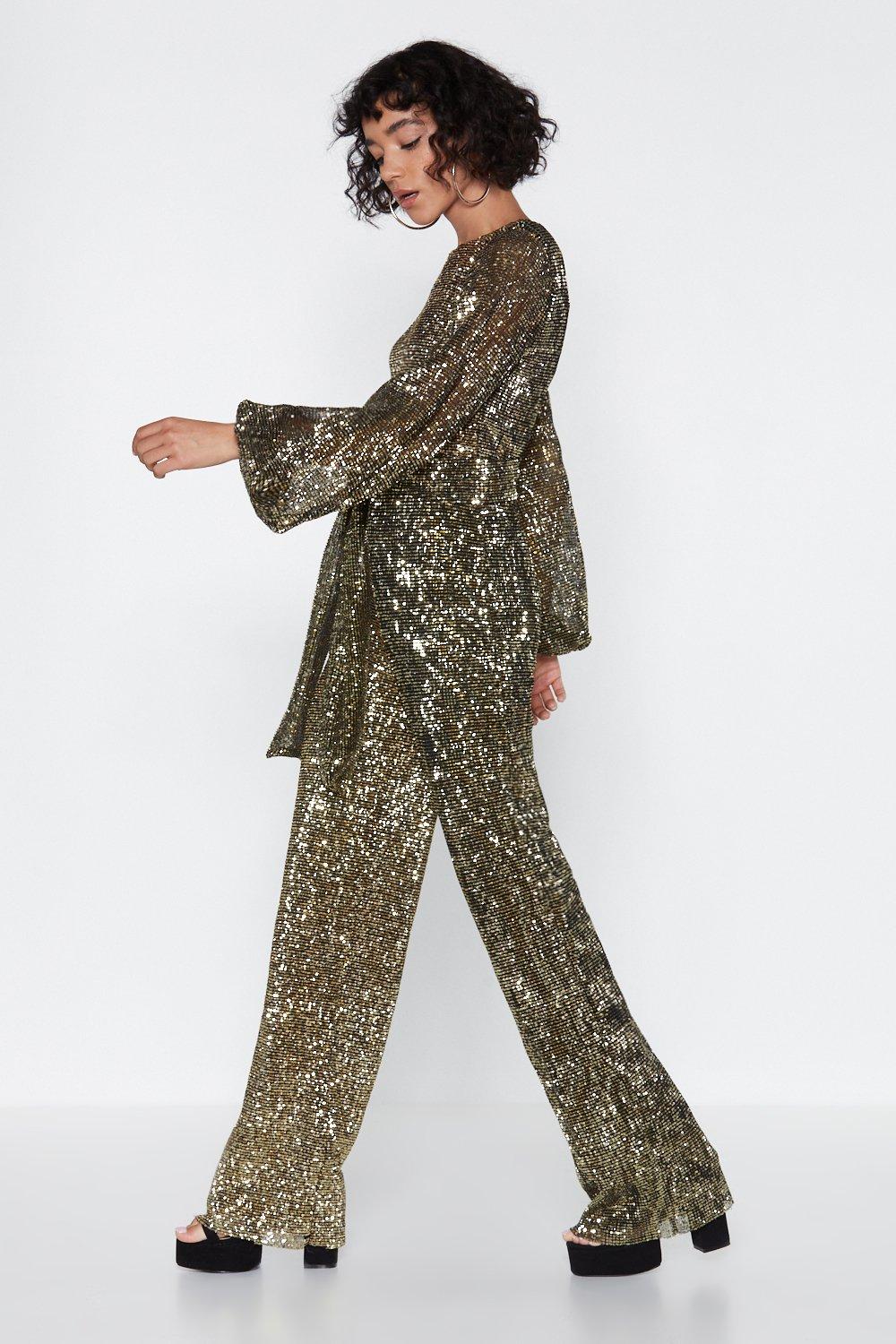 Sequin best sale jumpsuit disco