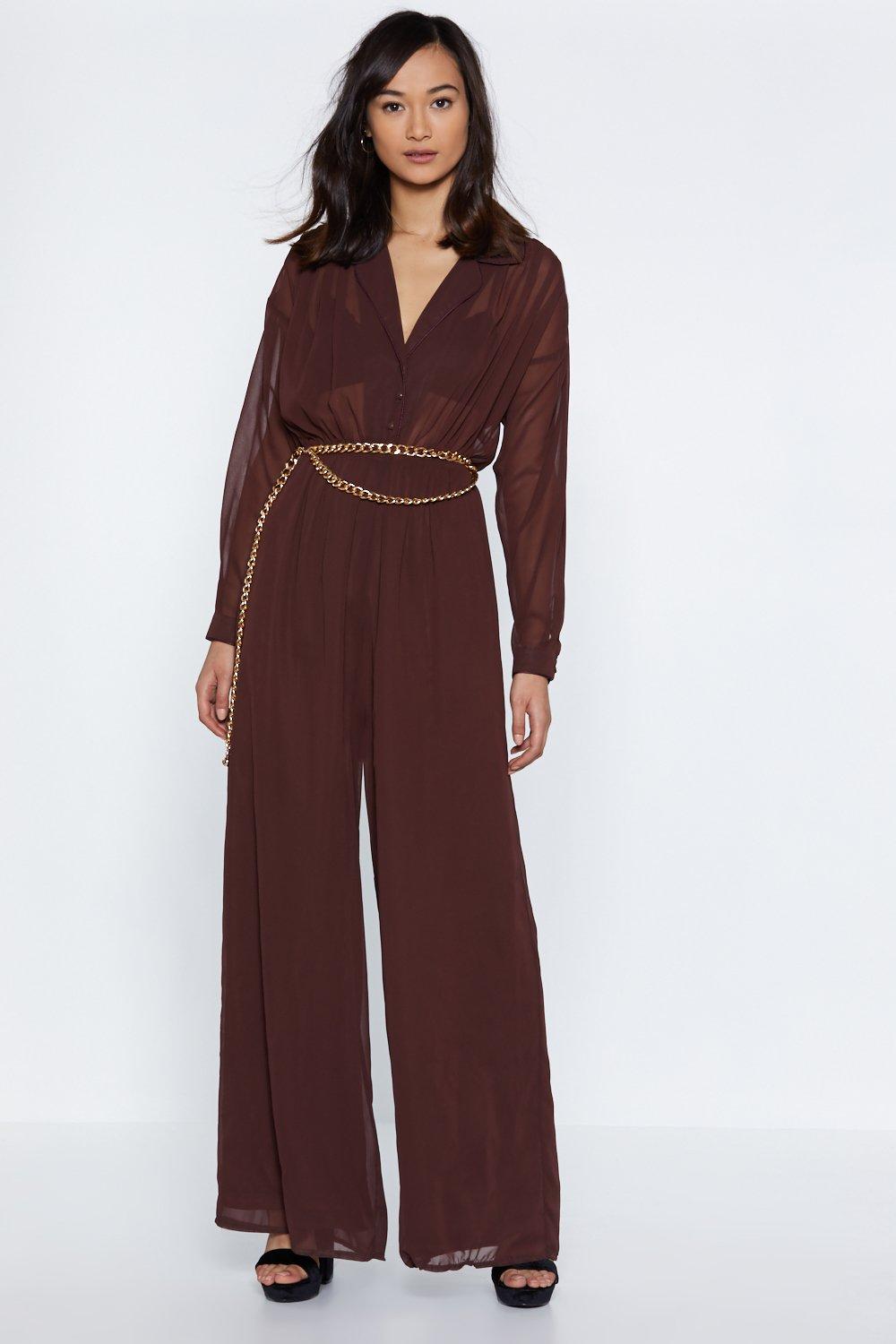 chiffon jumpsuit with sleeves