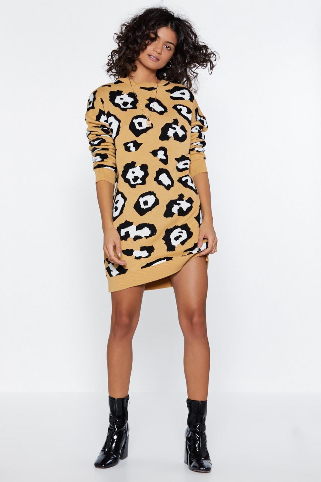Take Meow-t Leopard Sweater Dress image number 1