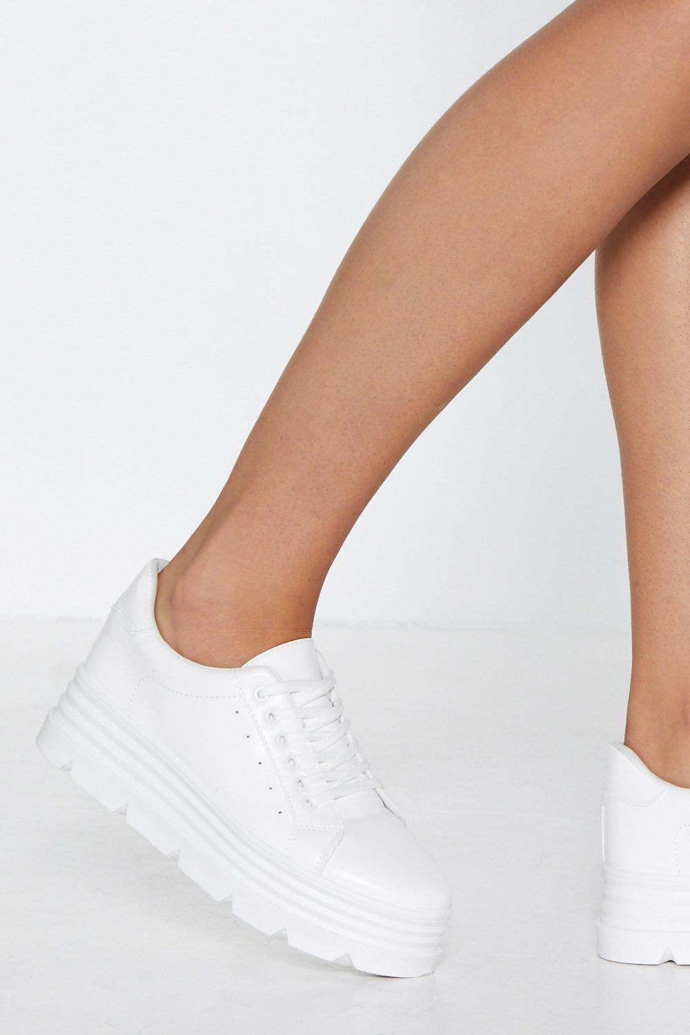 plain white platform sneakers