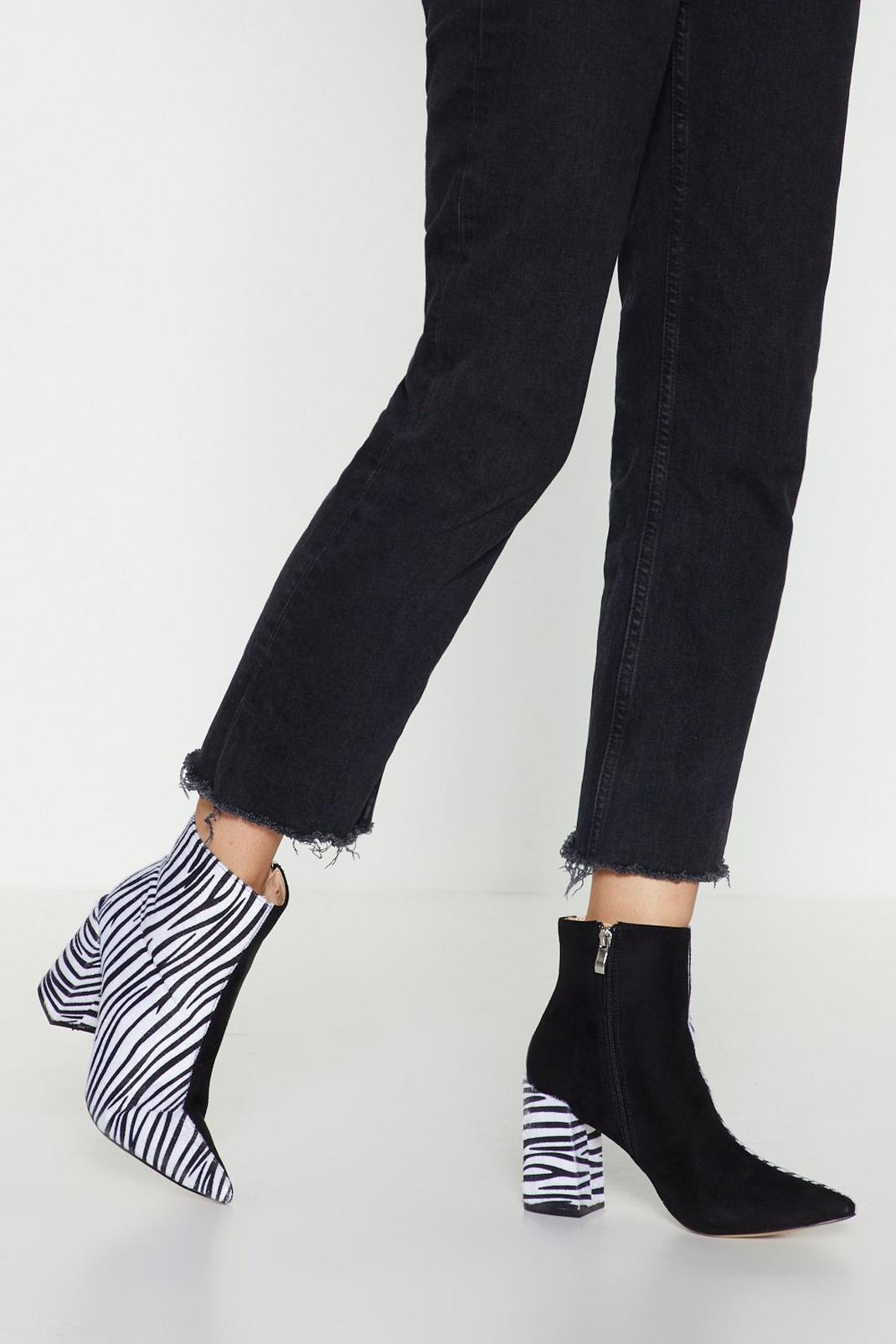 You're in the Two-Tone Zebra Heeled Boot image number 1
