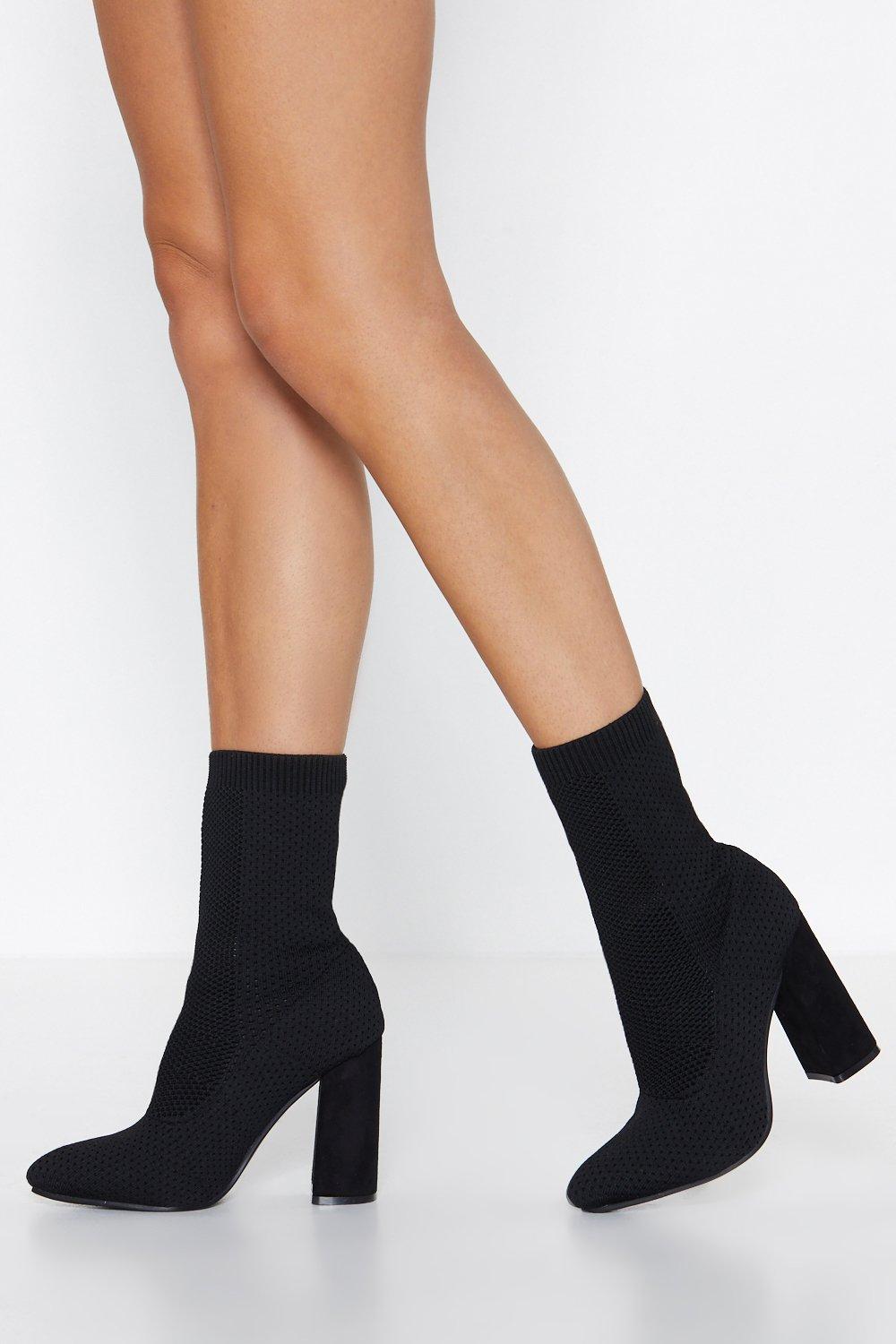 Calf High Heeled Sock Boots