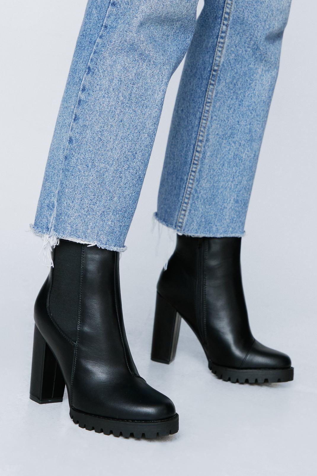 Black Chunky Heeled Chelsea Boots image number 1