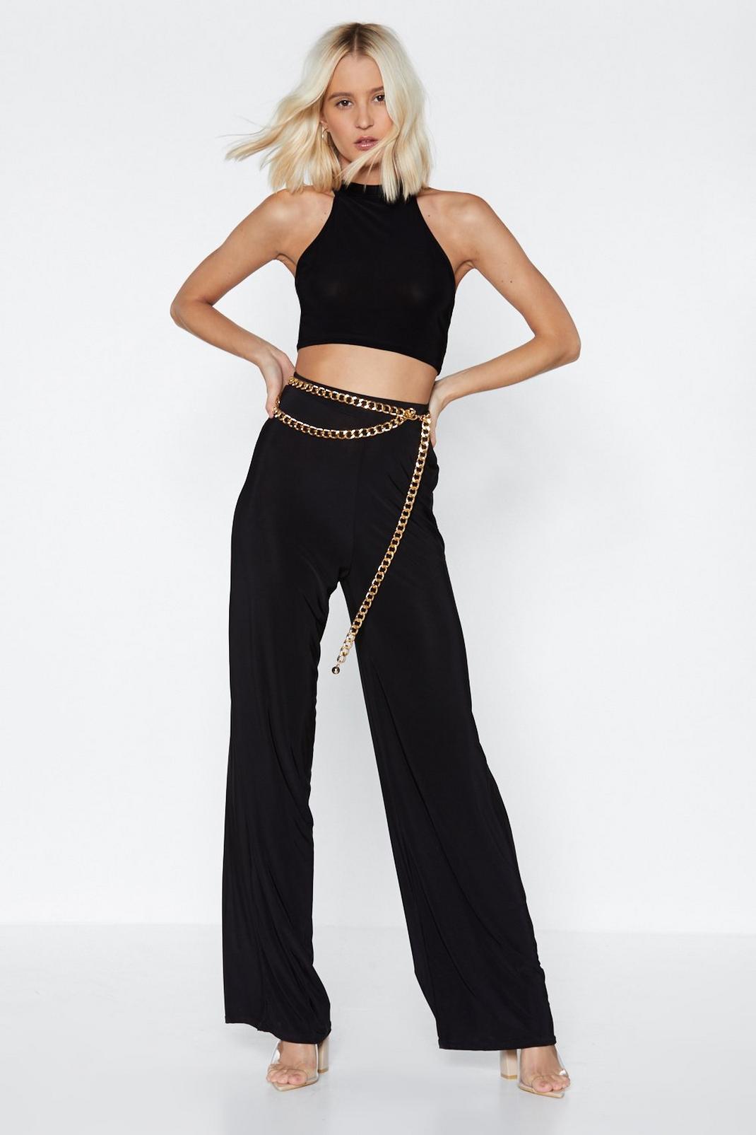 Neck Please Crop Top and Wide-Leg Pants Set image number 1