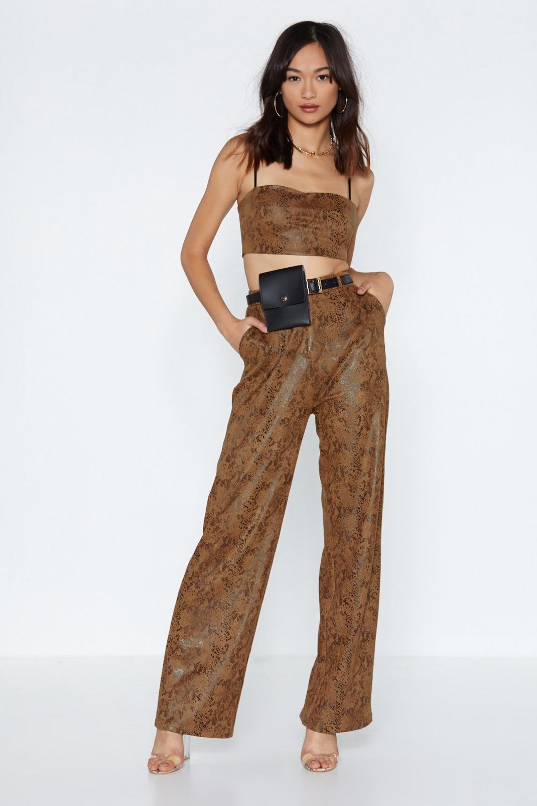 Snake a Piece of My Heart Wide-Leg Pants image number 1