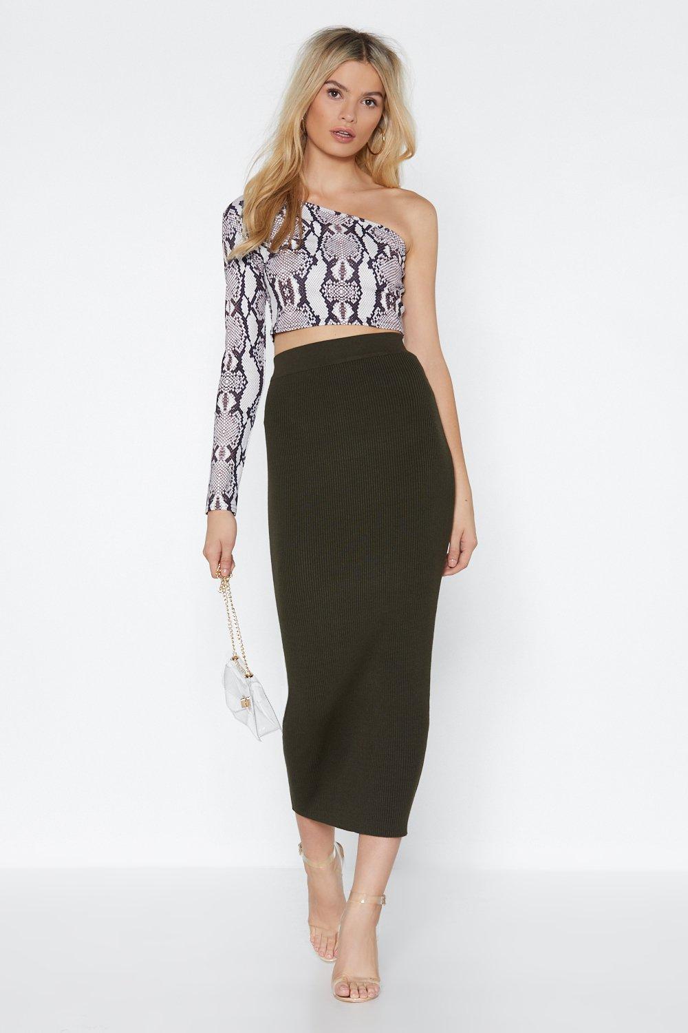 khaki fitted skirt