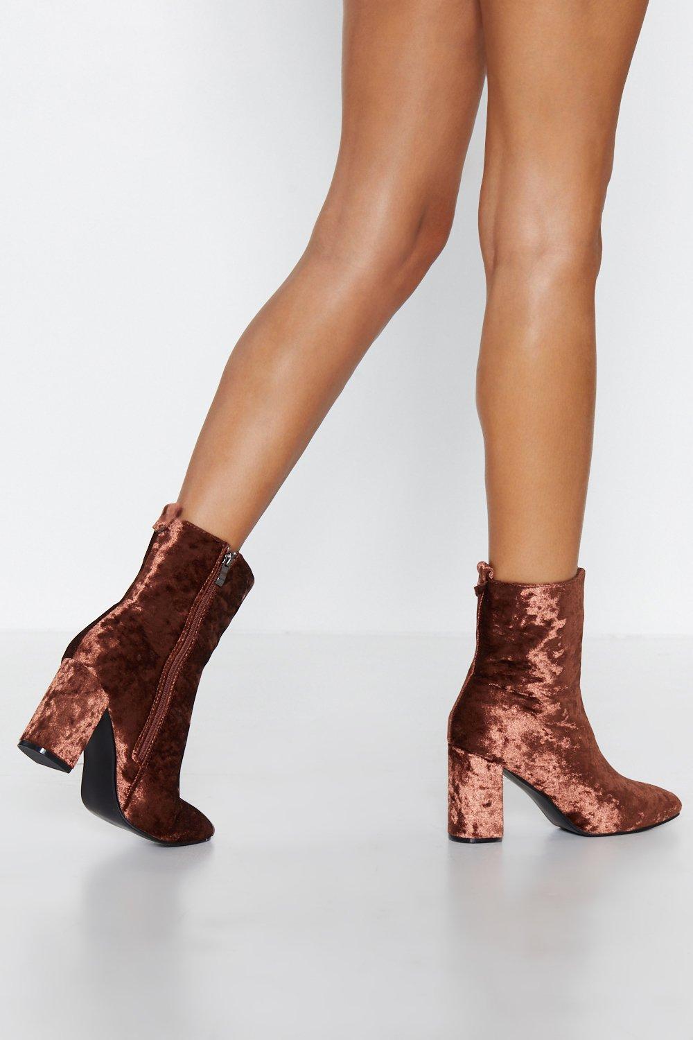 Crushed velvet shop ankle boots