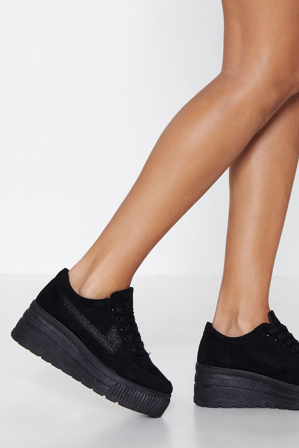 black slip on platform sneakers