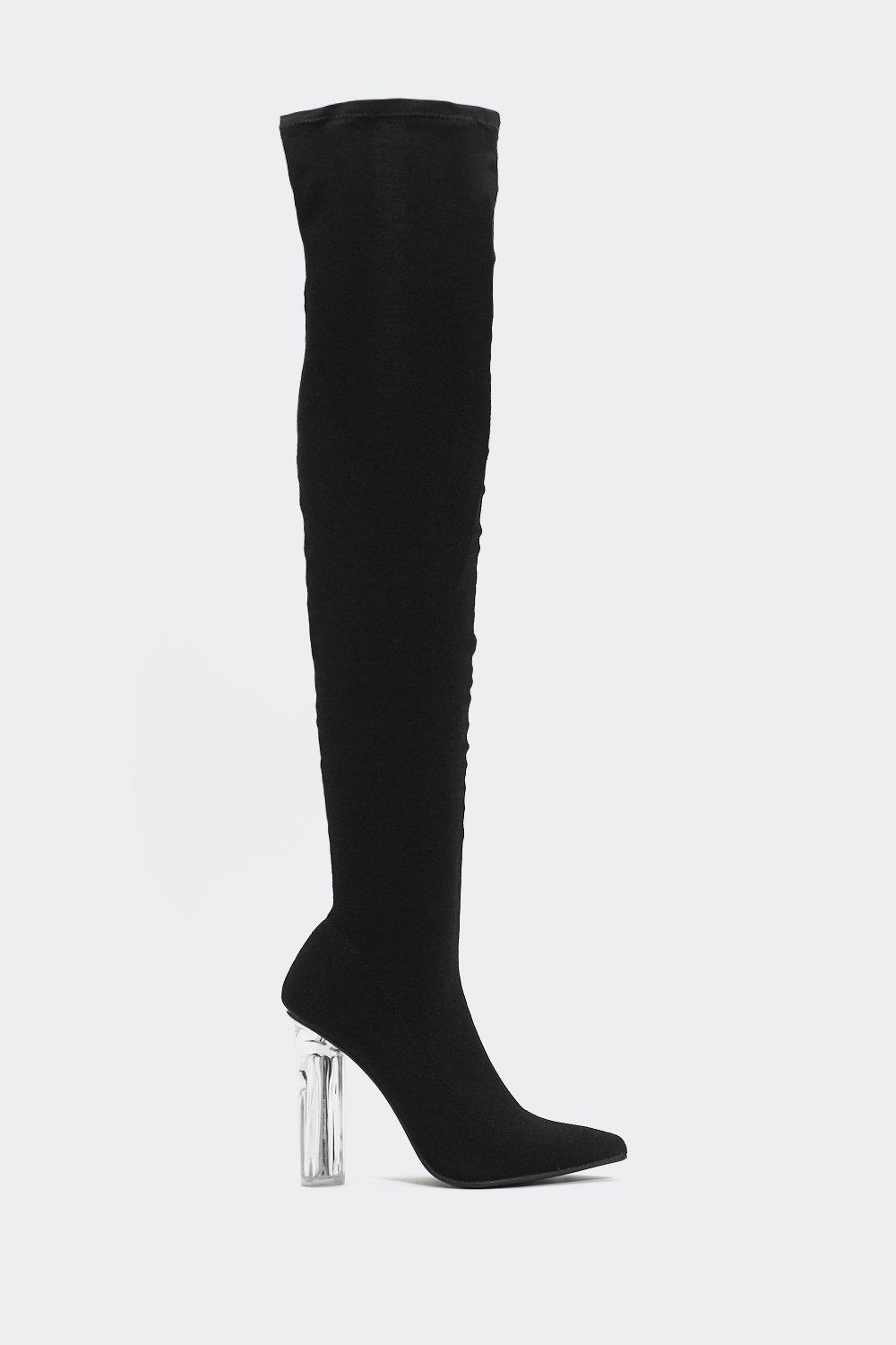 clear over the knee boots