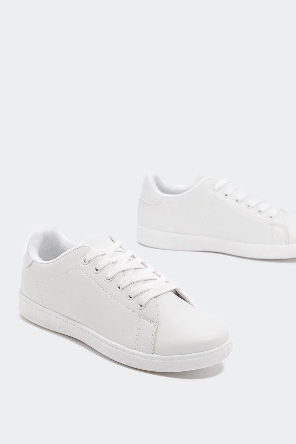 women's white faux leather sneakers