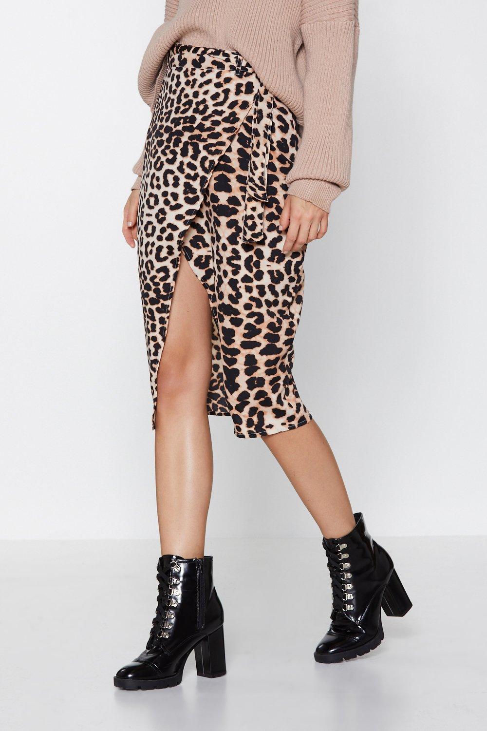 Nasty gal leopard 2024 print wrap skirt