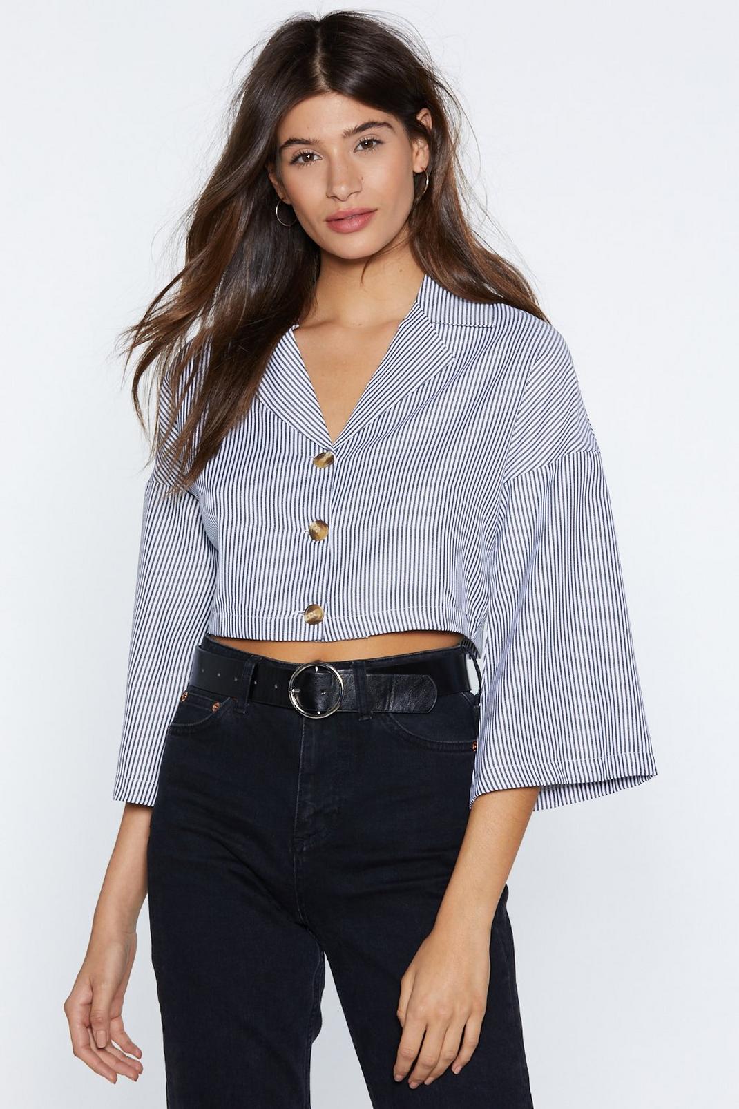 On the Stripe Track Cropped Shirt image number 1