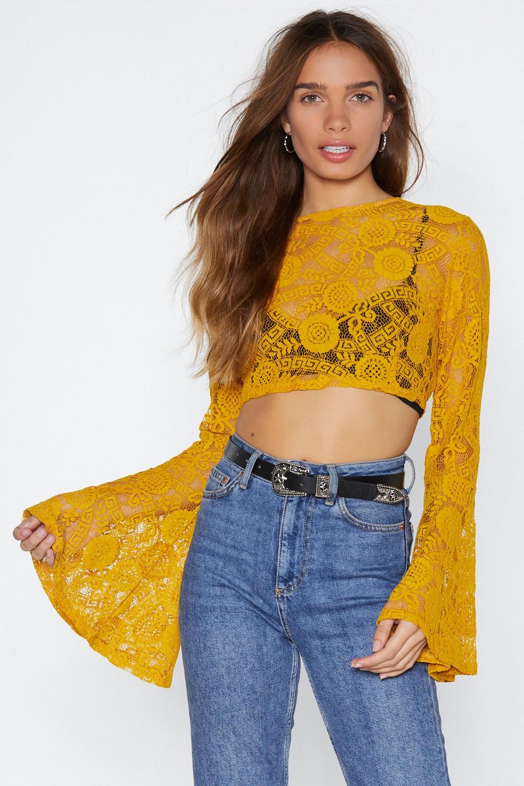 Lace Closed Crop Top image number 1