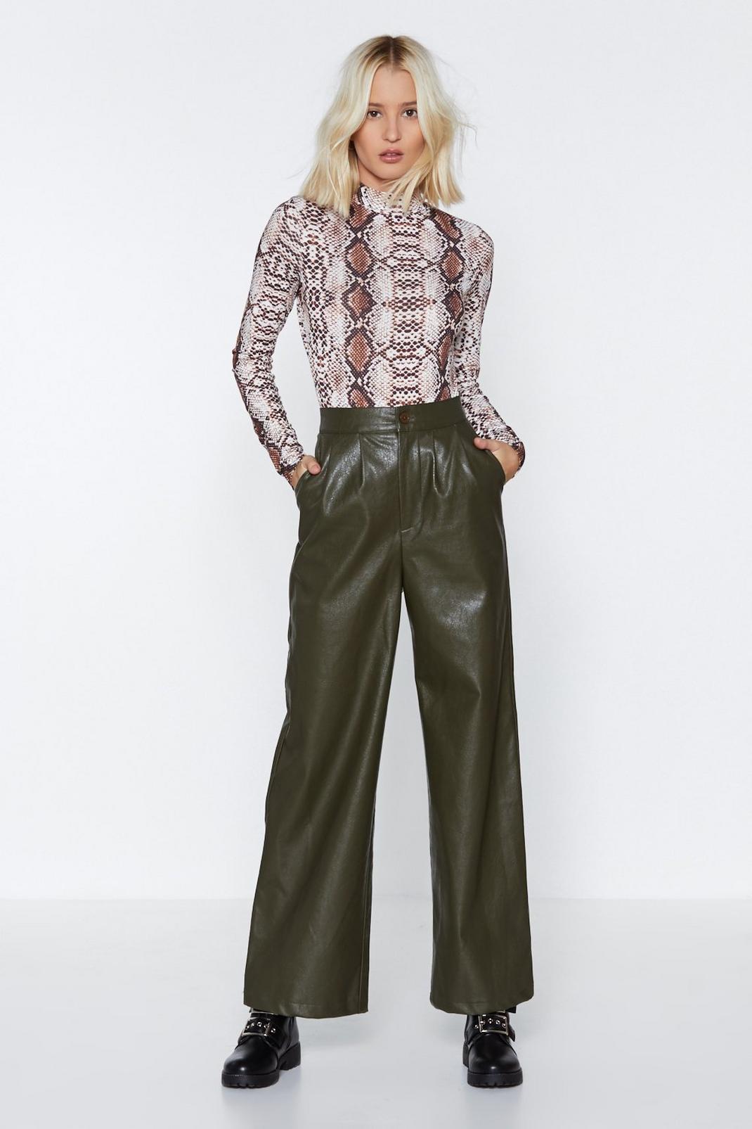 Faux Leather Together Wide-Leg Pants image number 1