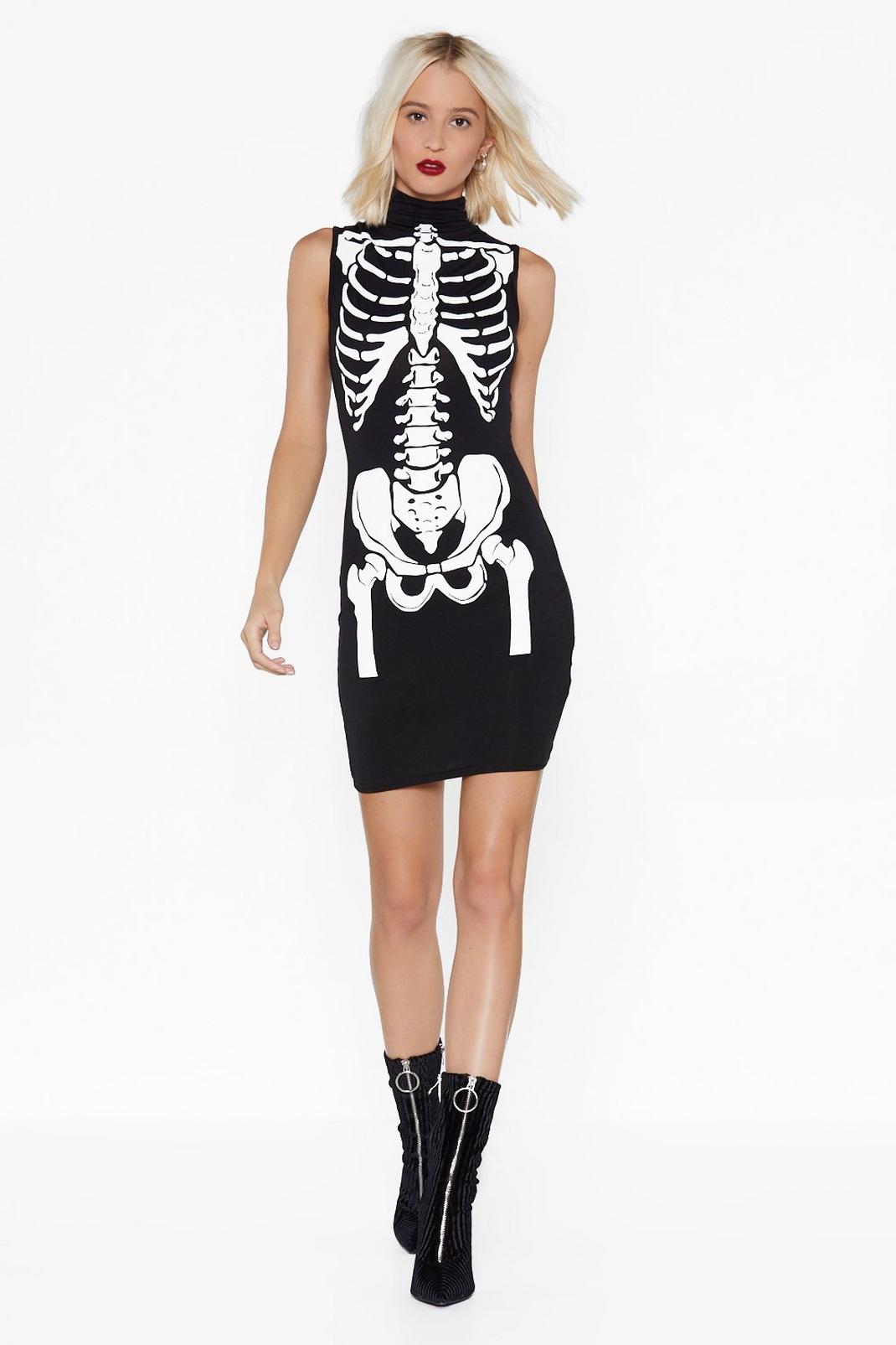 Black Skeleton Sleeveless Bodycon Dress image number 1