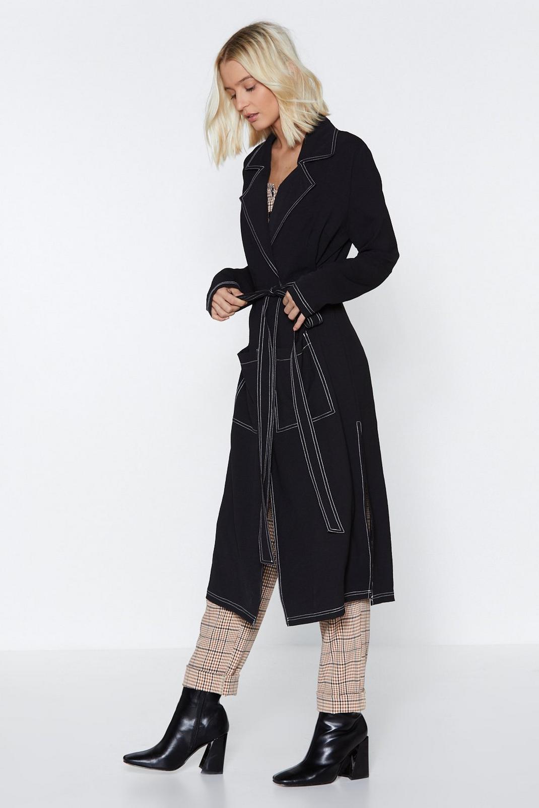 Black If You Say Sew Stitch Duster Coat image number 1
