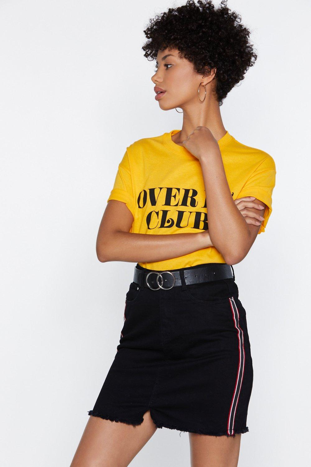 Denim skirt with yellow stripe hotsell