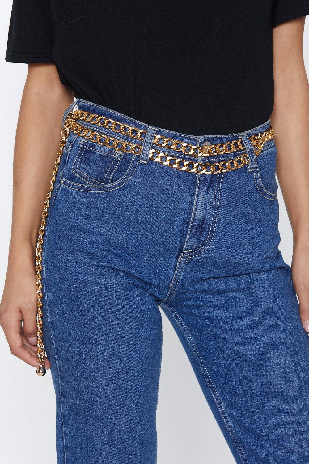 Chain G-Belt Sexy Straight Jeans