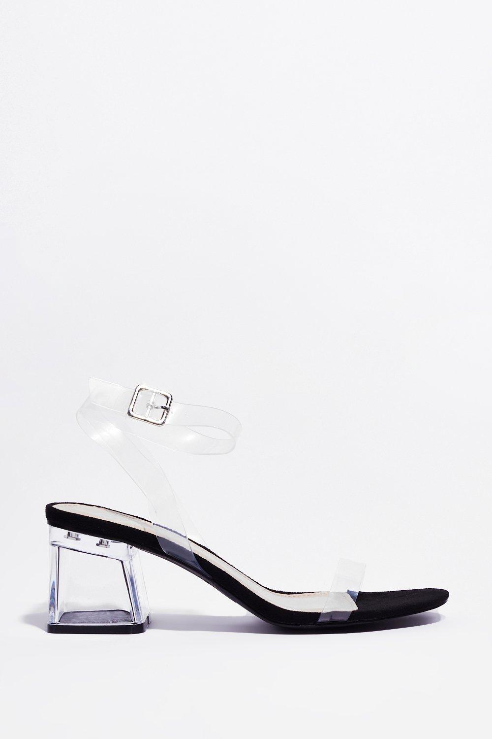 Clear block cheap heels black