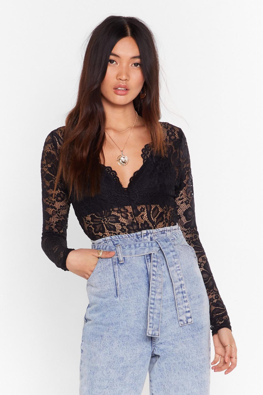 The First Time Ever I Saw Your Lace V-Neck Bodysuit image number 1