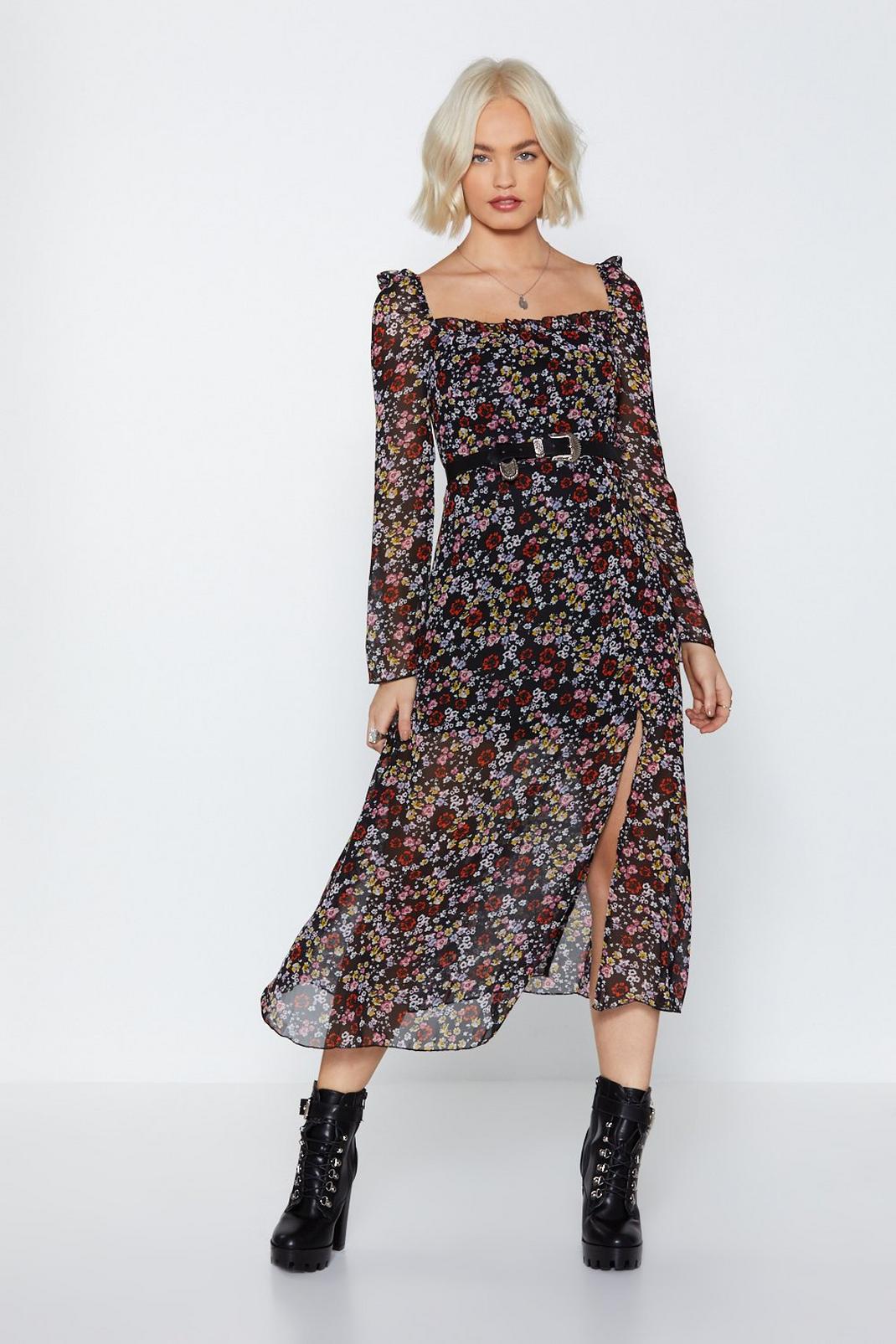 Getting Midi With It Floral Dress image number 1