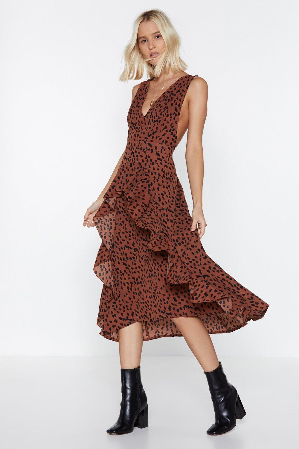 Gimmie Cheetah Pinafore Dress Nasty Gal