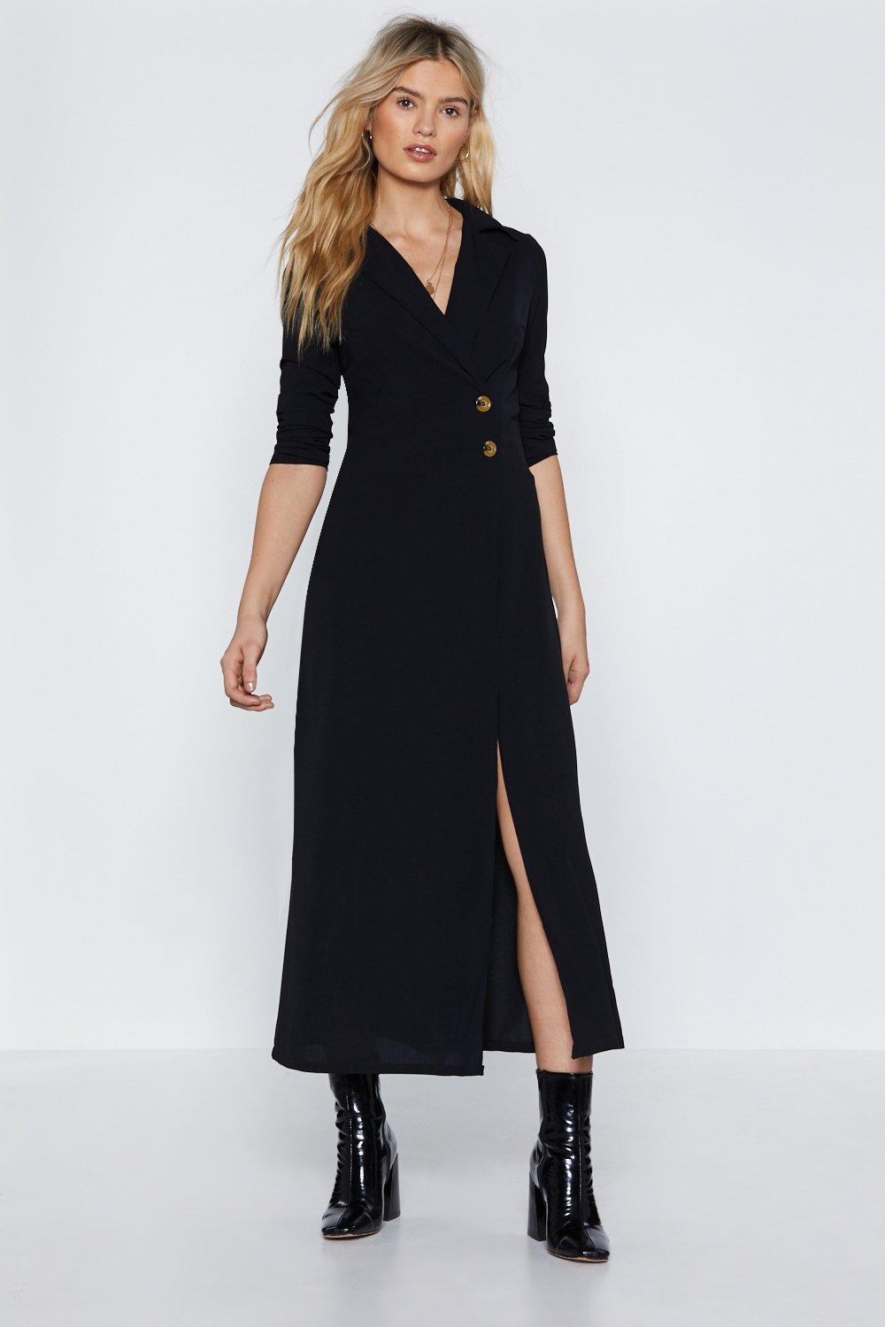 black maxi dress with buttons