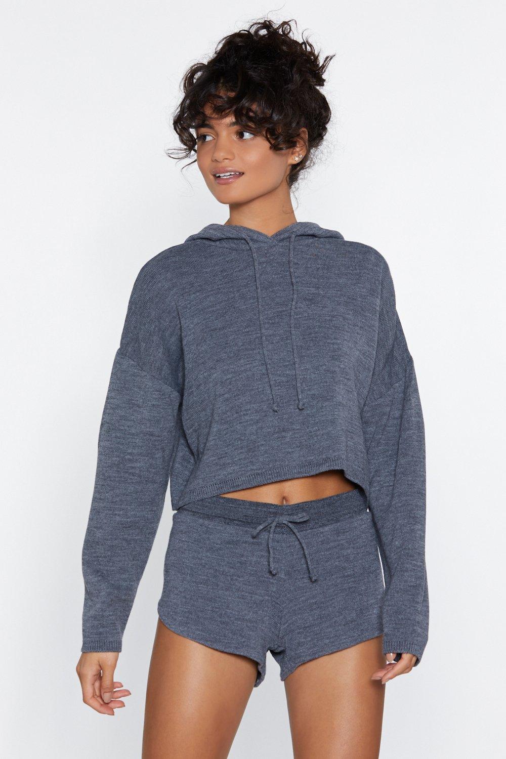 cropped hoodie and shorts