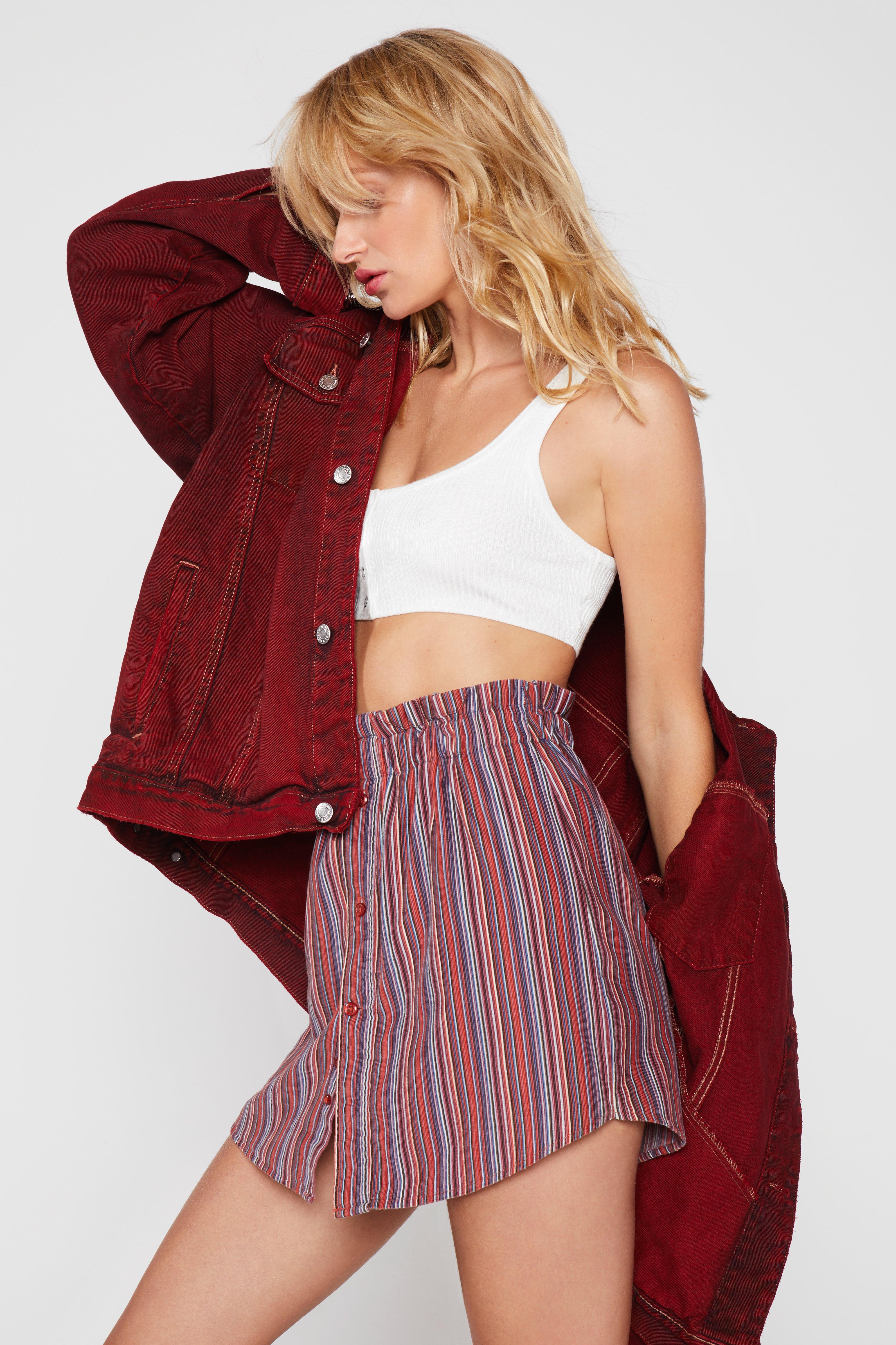 Vintage Corduroy Paperbag Stripe Mini Skirt Nasty Gal