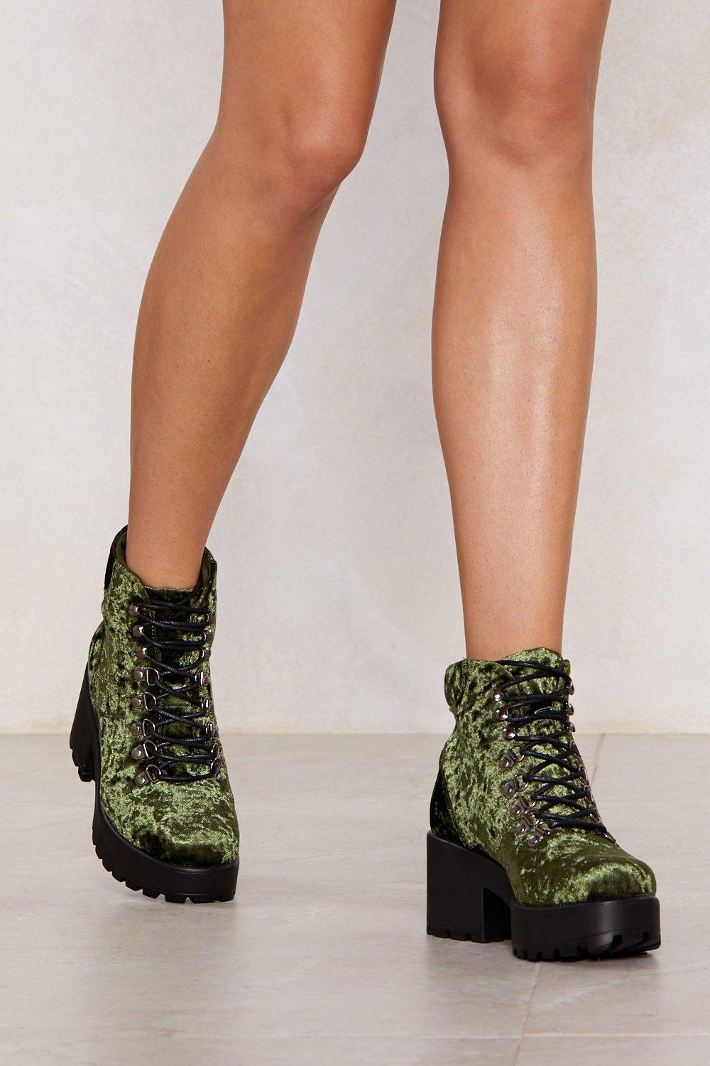 green velvet boots