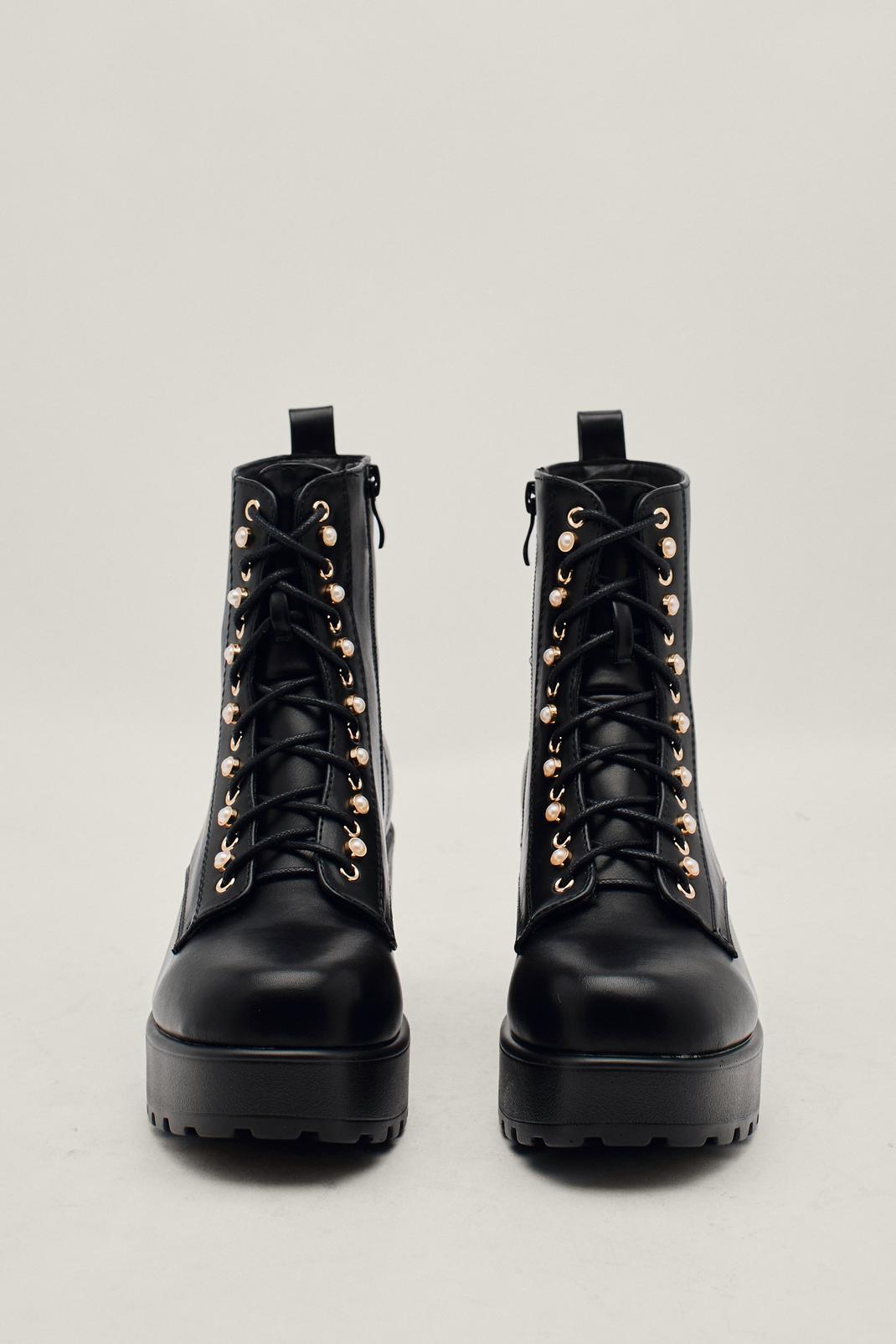 105 Lace Up Heeled Chunky Boots image number 2