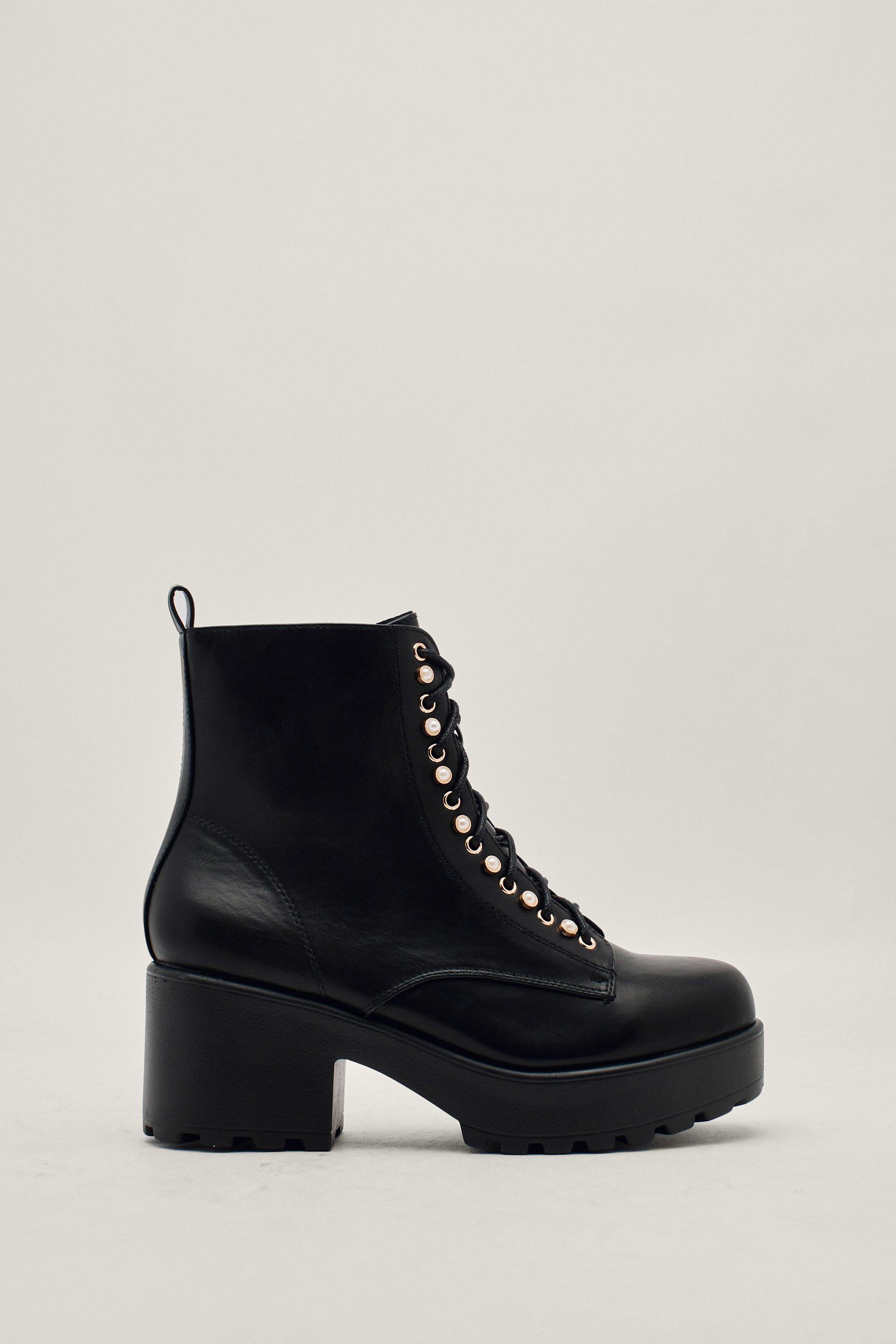 Lace Up Heeled Chunky Boots