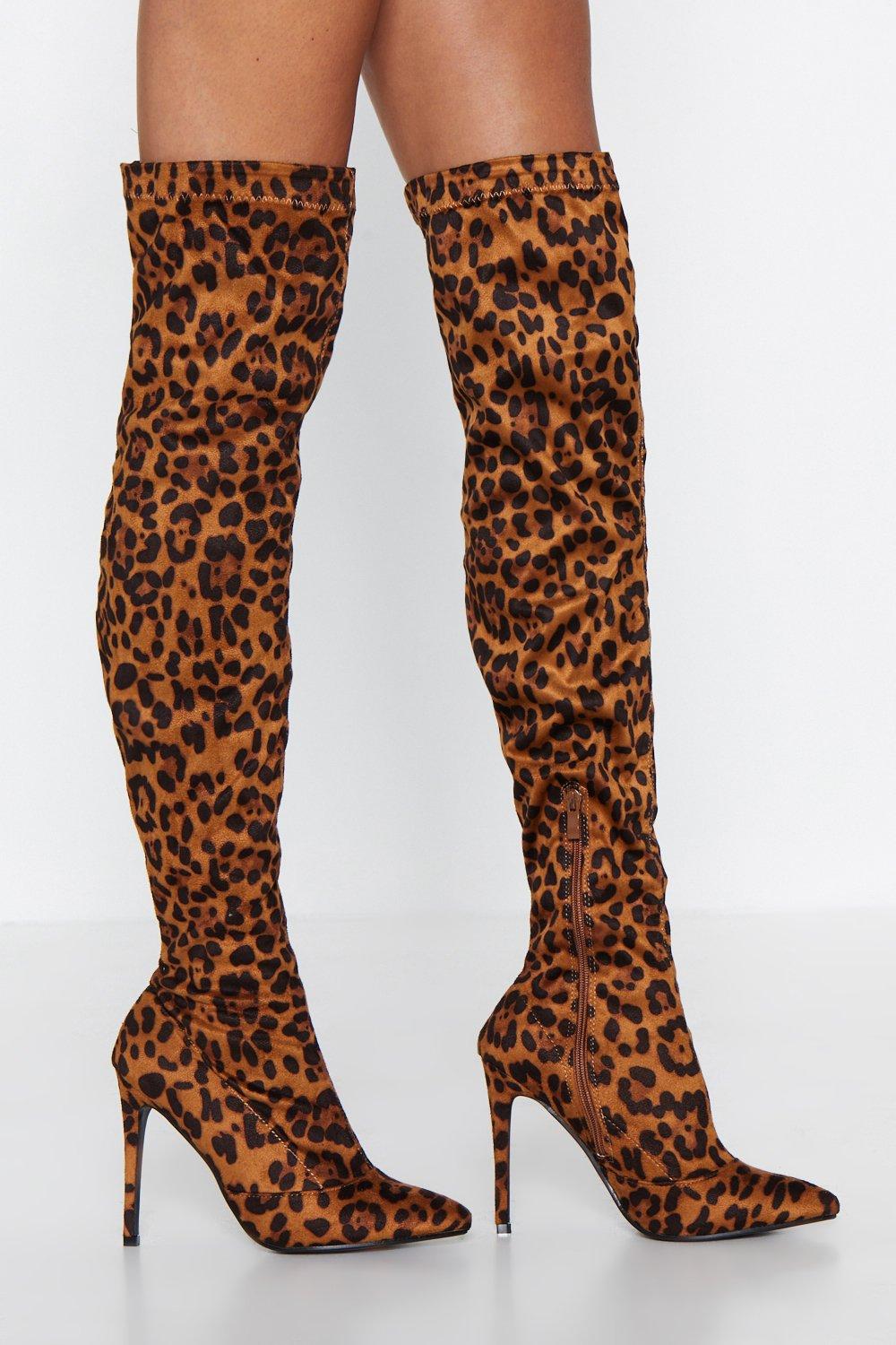 over the knee leopard print boots