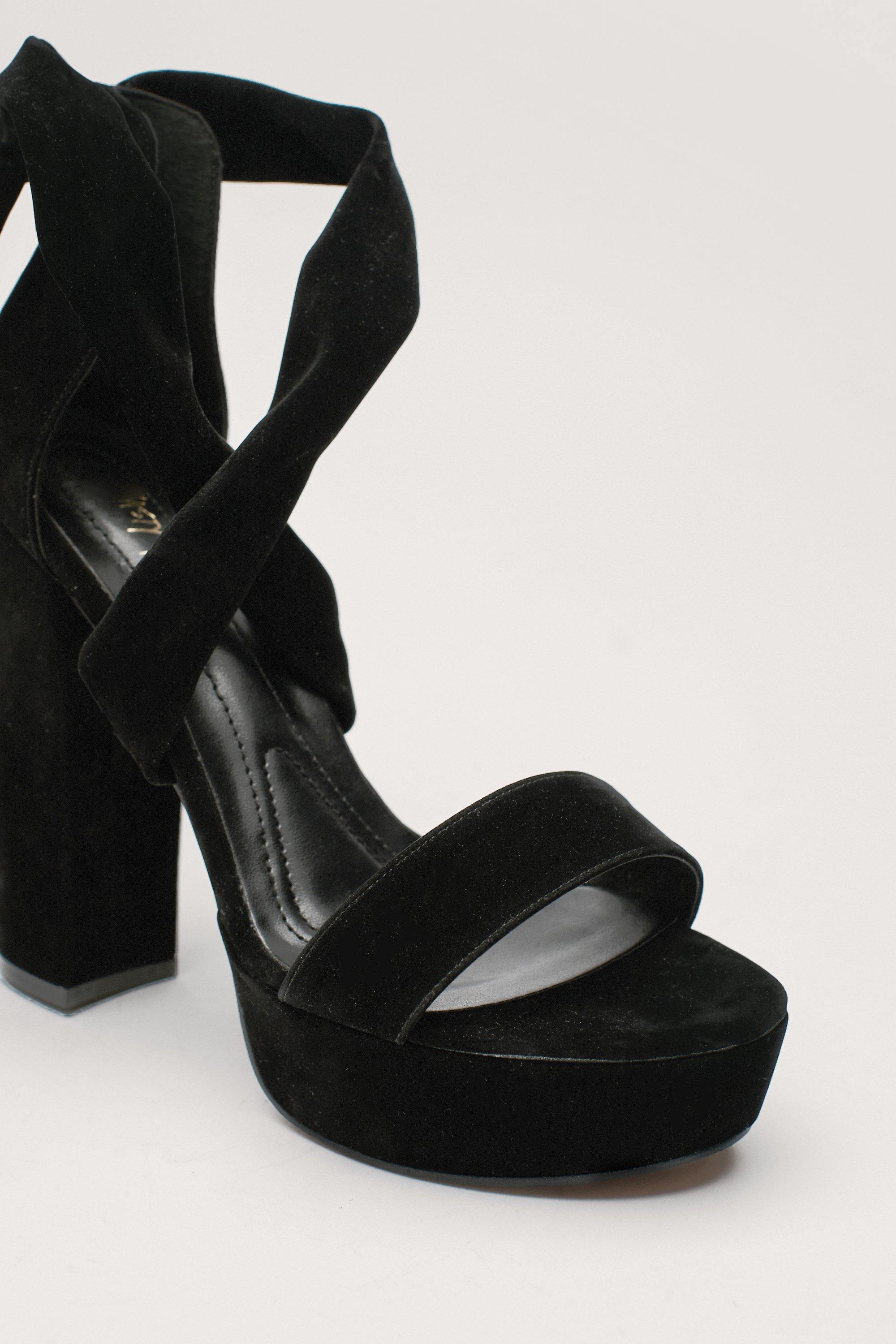 Black tie up platform heels best sale