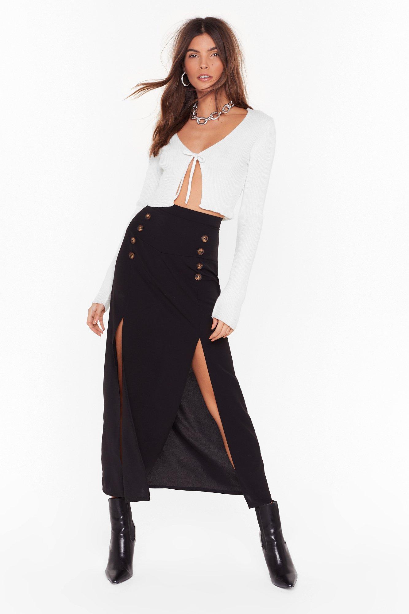 long black skirt with slits on both sides