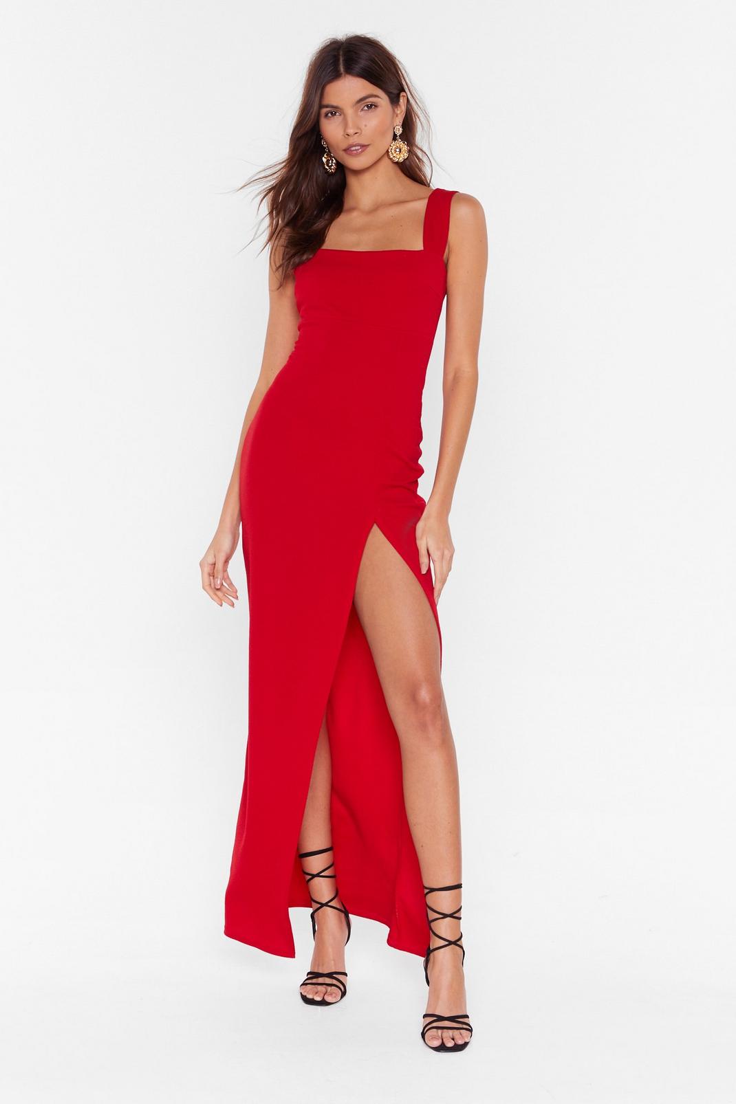 Robe longue Fente Glissante, Rouge image number 1
