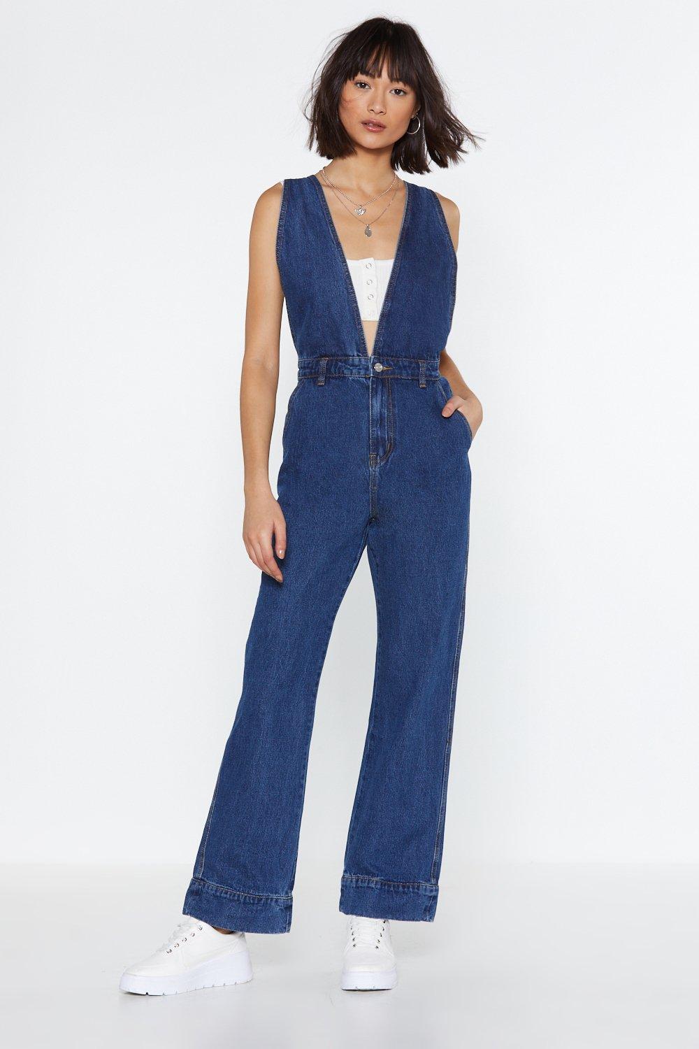 nasty gal denim jumpsuit