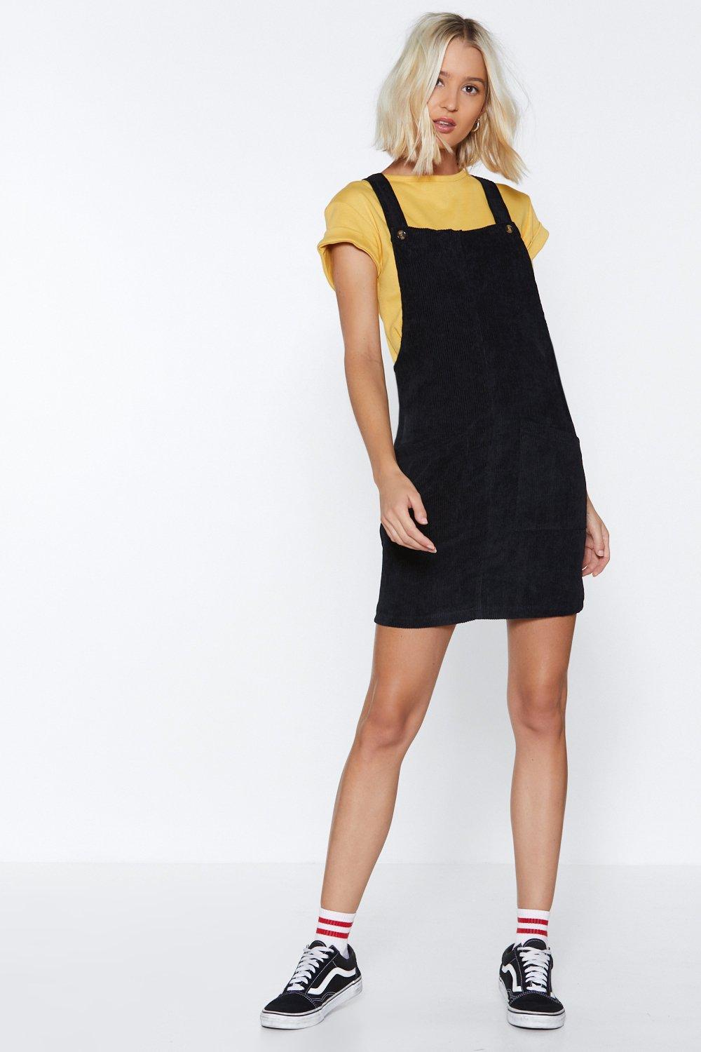 cord pinafore dress