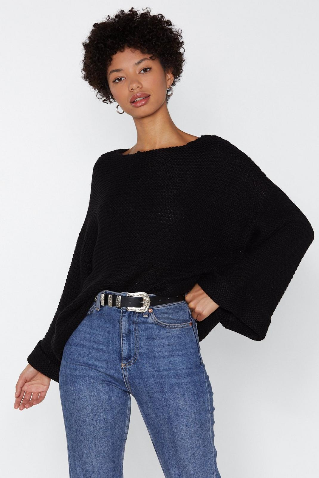 Black Run With Knit Oversized Sweater image number 1