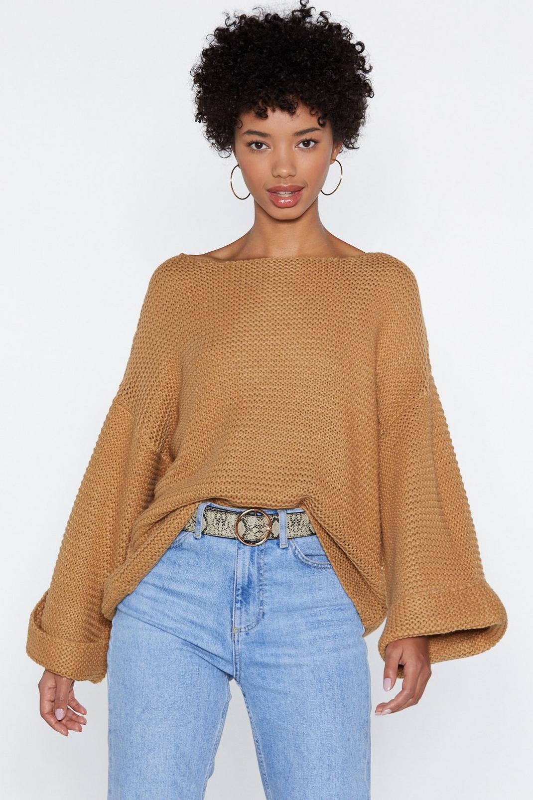 Camel Run With Knit Oversized Jumper image number 1