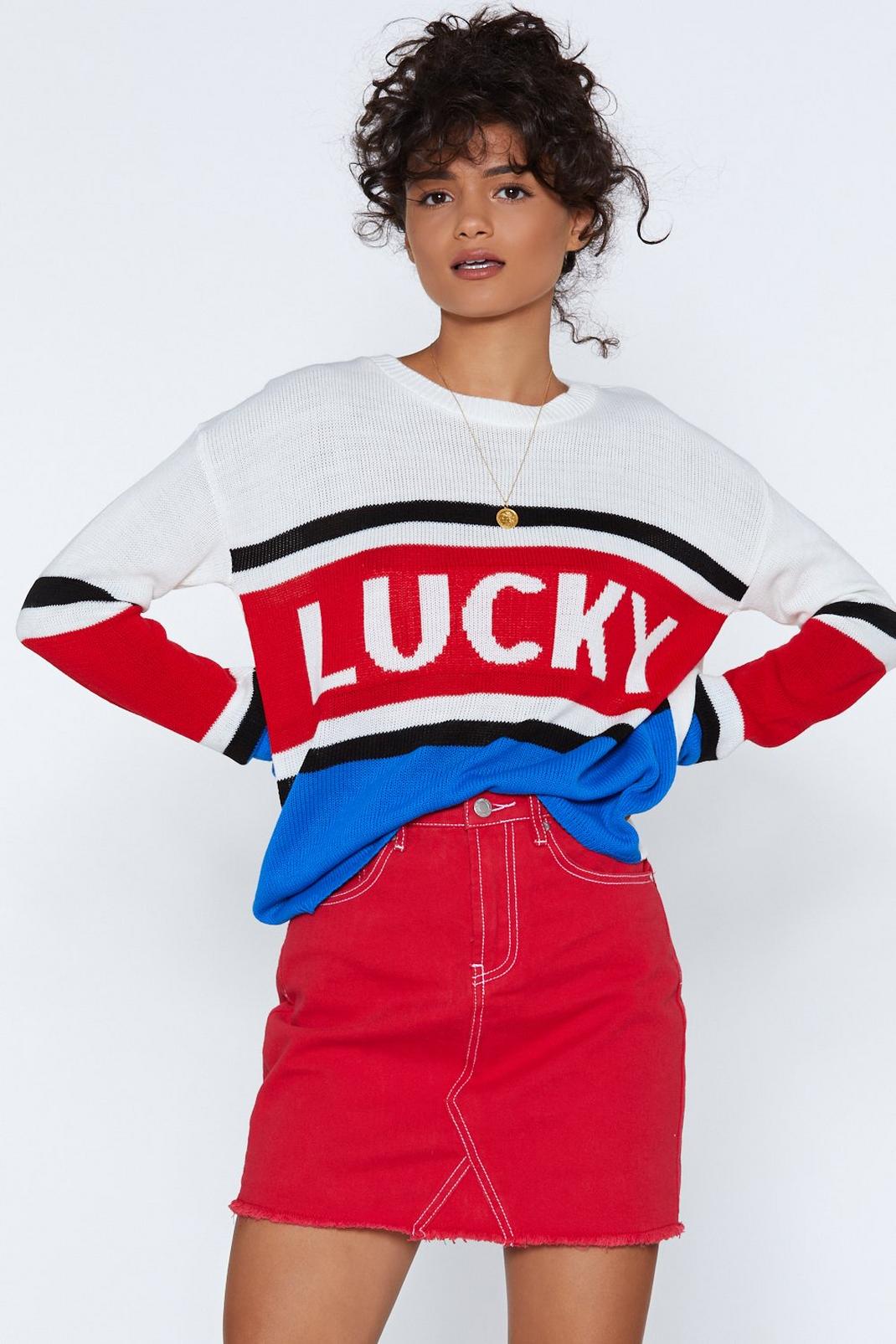 Red Lucky Relaxed Sweater image number 1