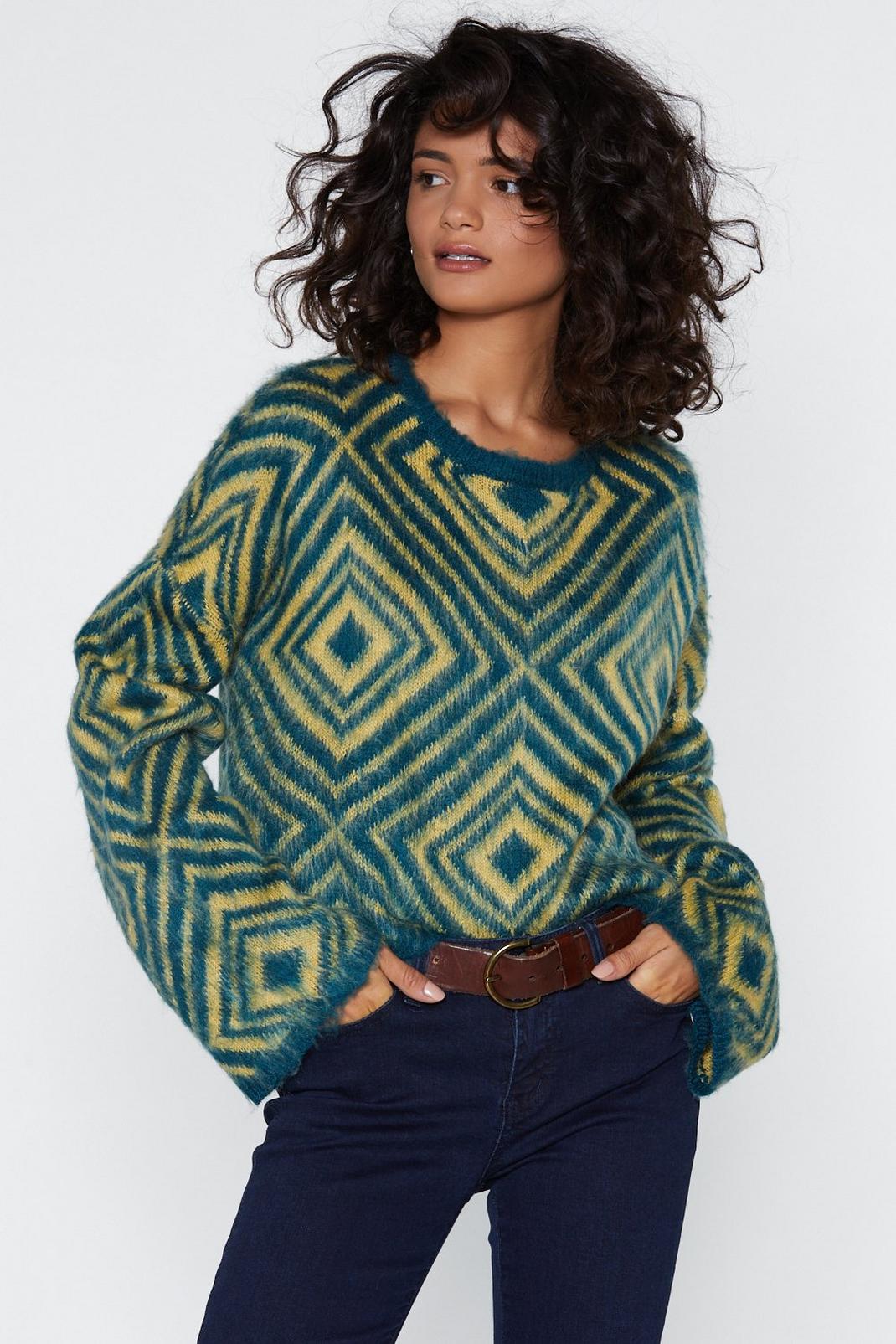 We're Chevron It Fluffy Knit Sweater image number 1