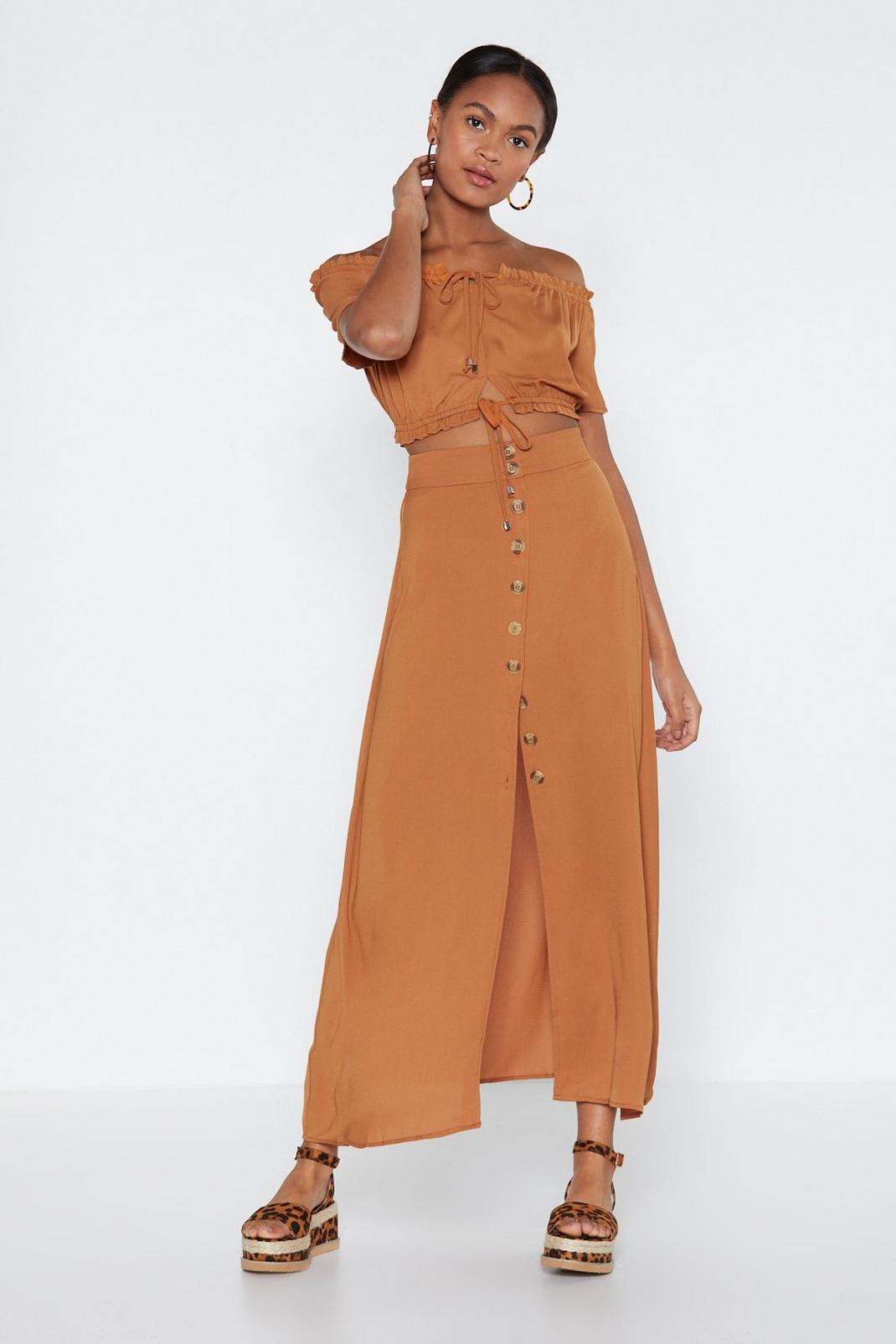 Easy as One Two Off-the-Shoulder Top and Maxi Skirt Set image number 1