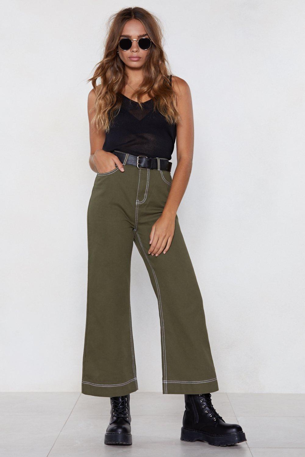 khaki wide leg jeans