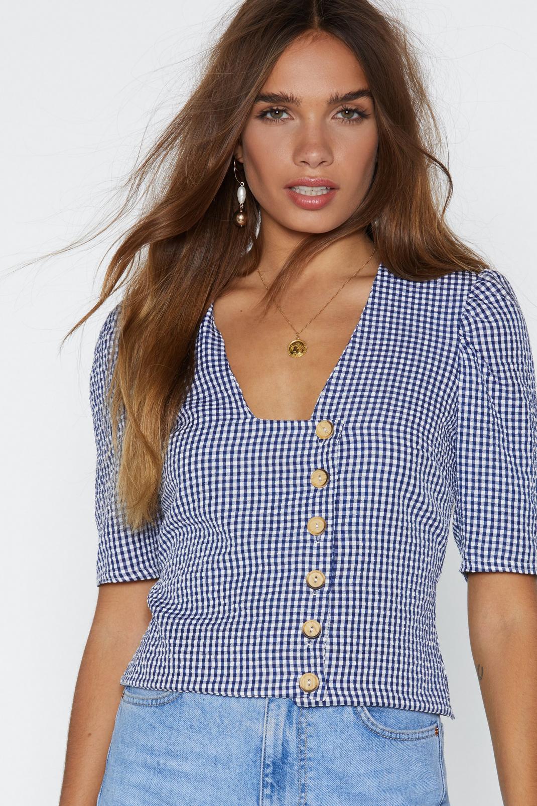 Wooden It Be Nice Gingham Top image number 1