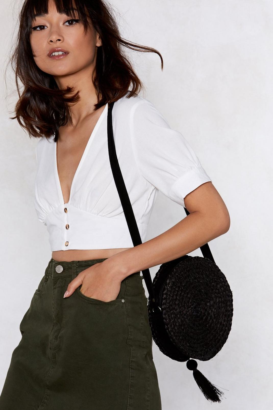 WANT Round of Applause Straw Crossbody Bag image number 1